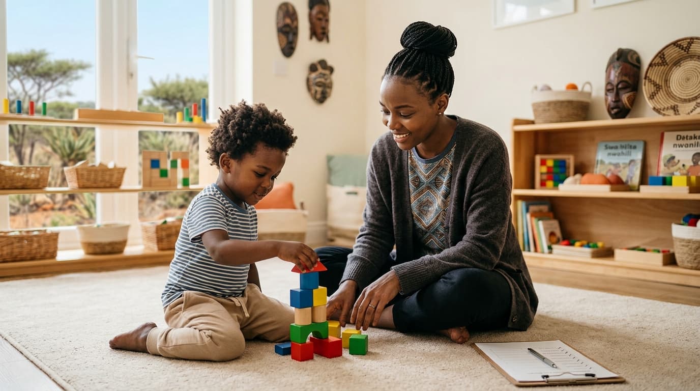 A developmental psychology session with a child