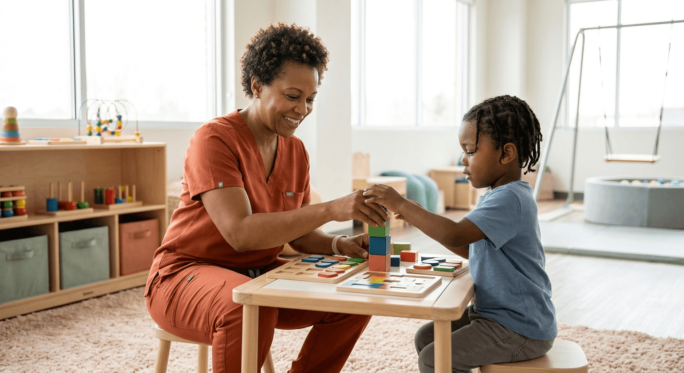 A occupational therapy session with a child
